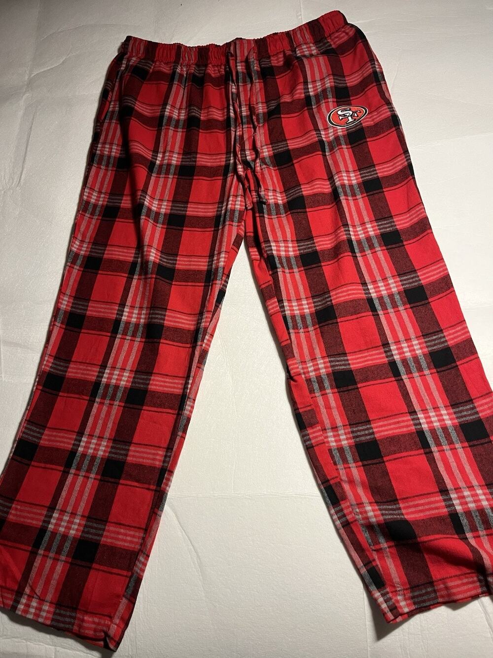NFL San Francisco 49ers Pajama Pants Mens XXL Red Black Plaid Flannel Lounge